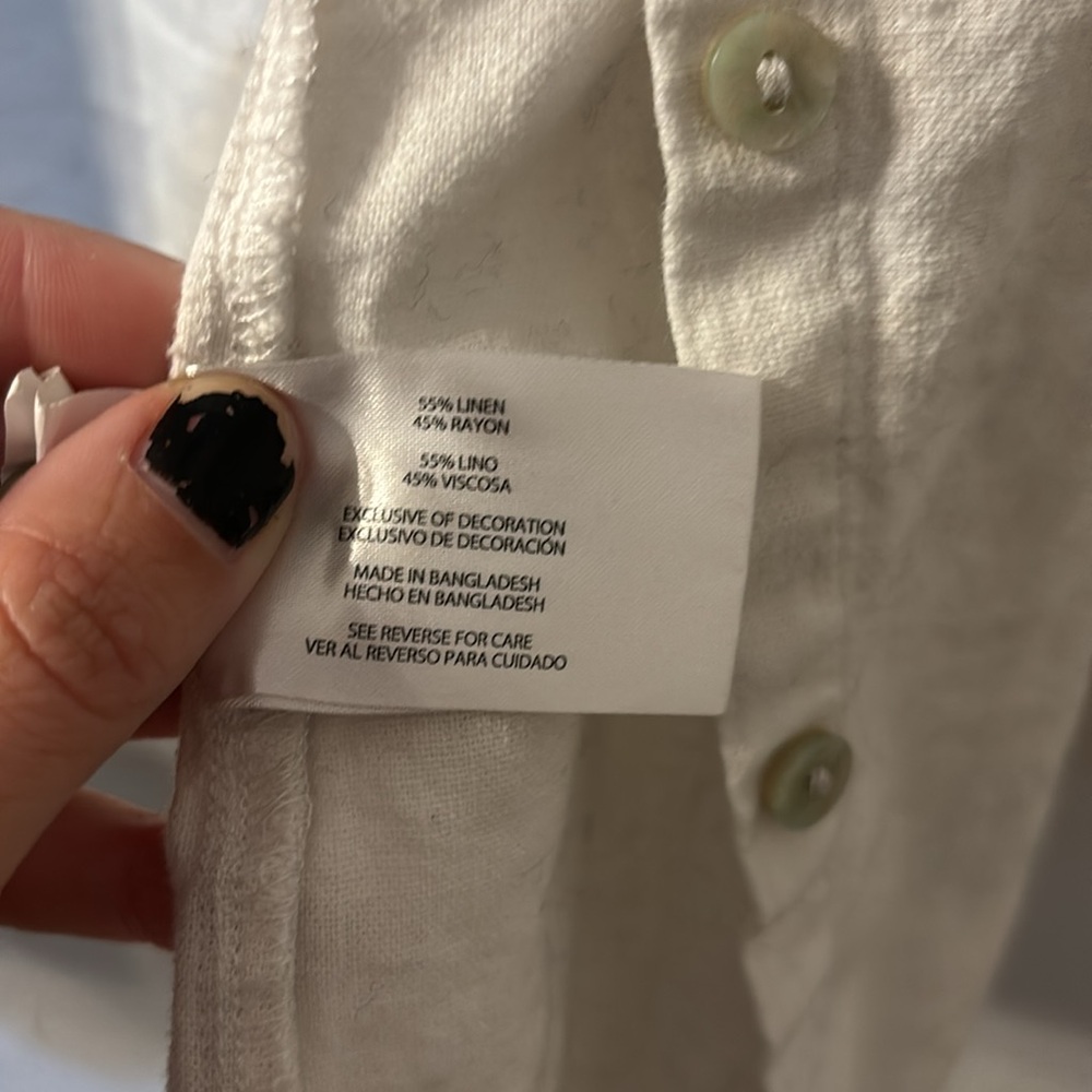 Orvis Linen Blend White Button Down Size Xxl - image 4